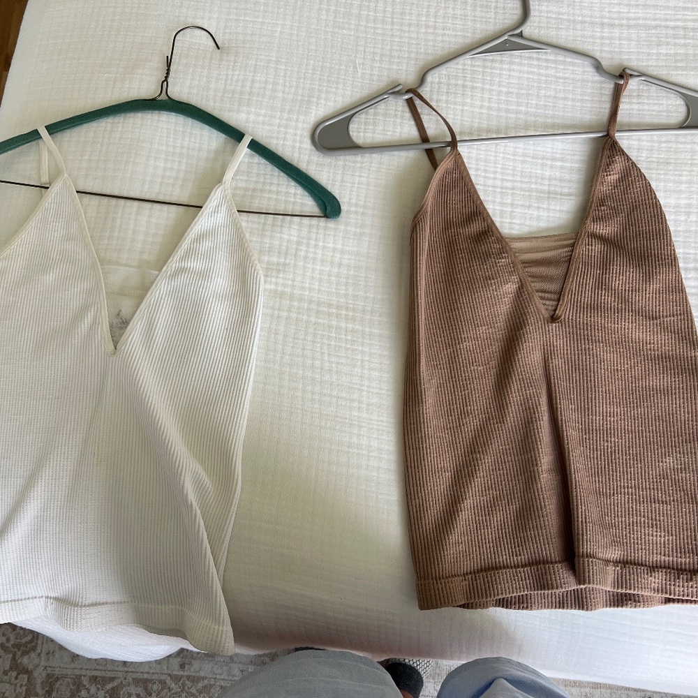 Free People Come Around Mesh Insert Cami Tank Top In Latte & White